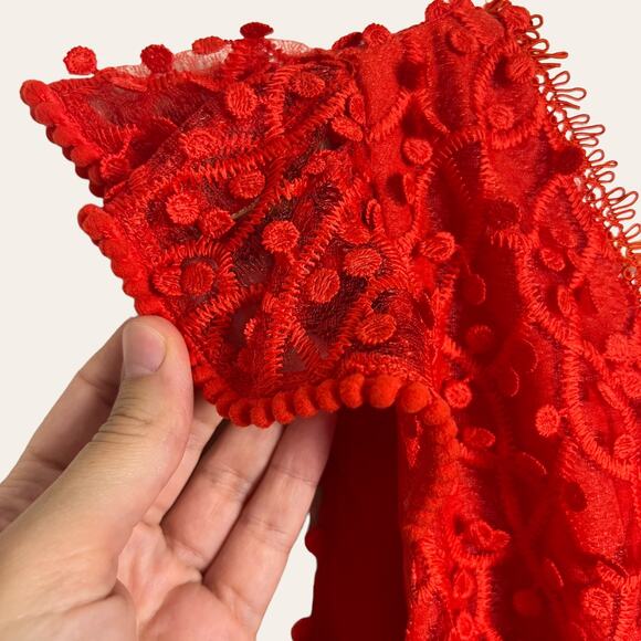 Reiss Abrianna Red Lace V-Neck Cap Sleeve Cocktail Dress Size 4 - Picture 9 of 15